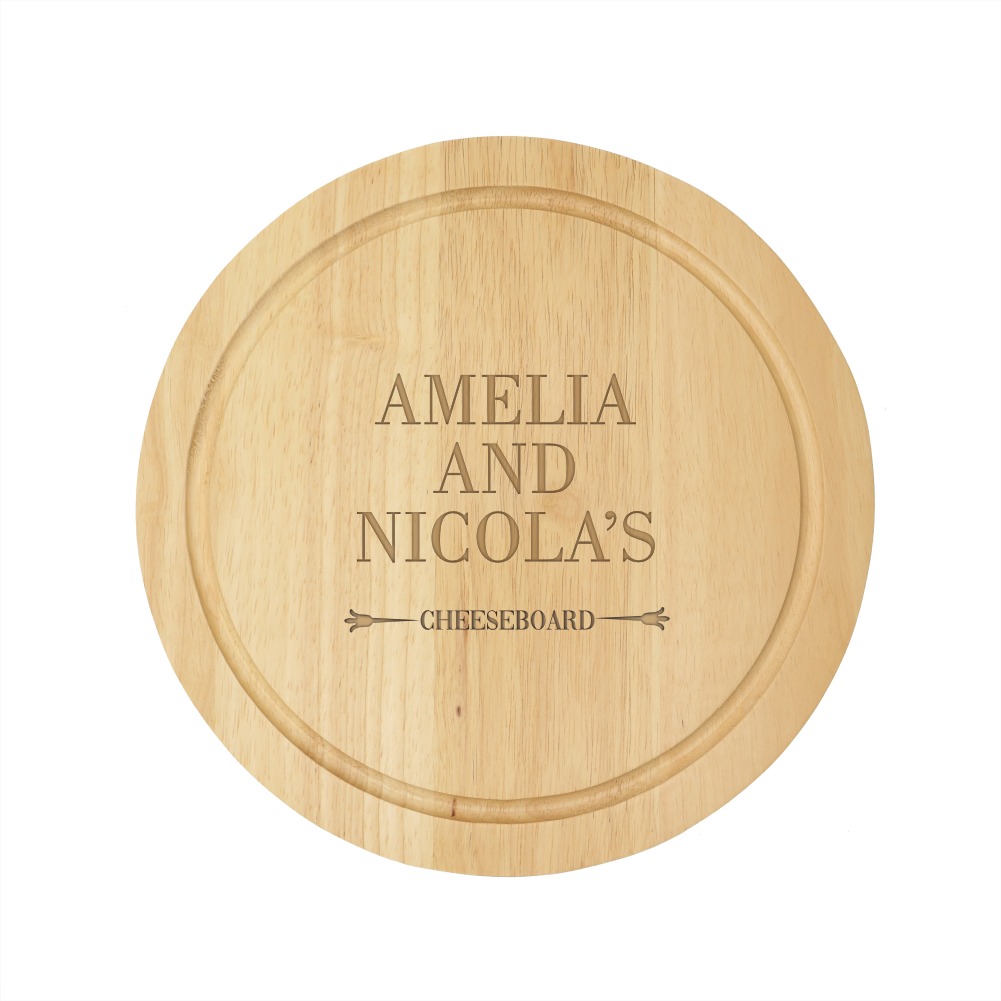 Personalised Wooden Engraved Cheese Board Set for Couples